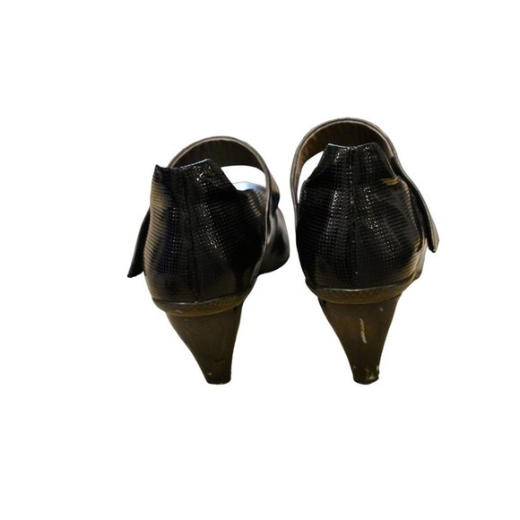 Women's ASGI Black Leather Mary Jane 3in Cone Heel 8M - Picture 6 of 12